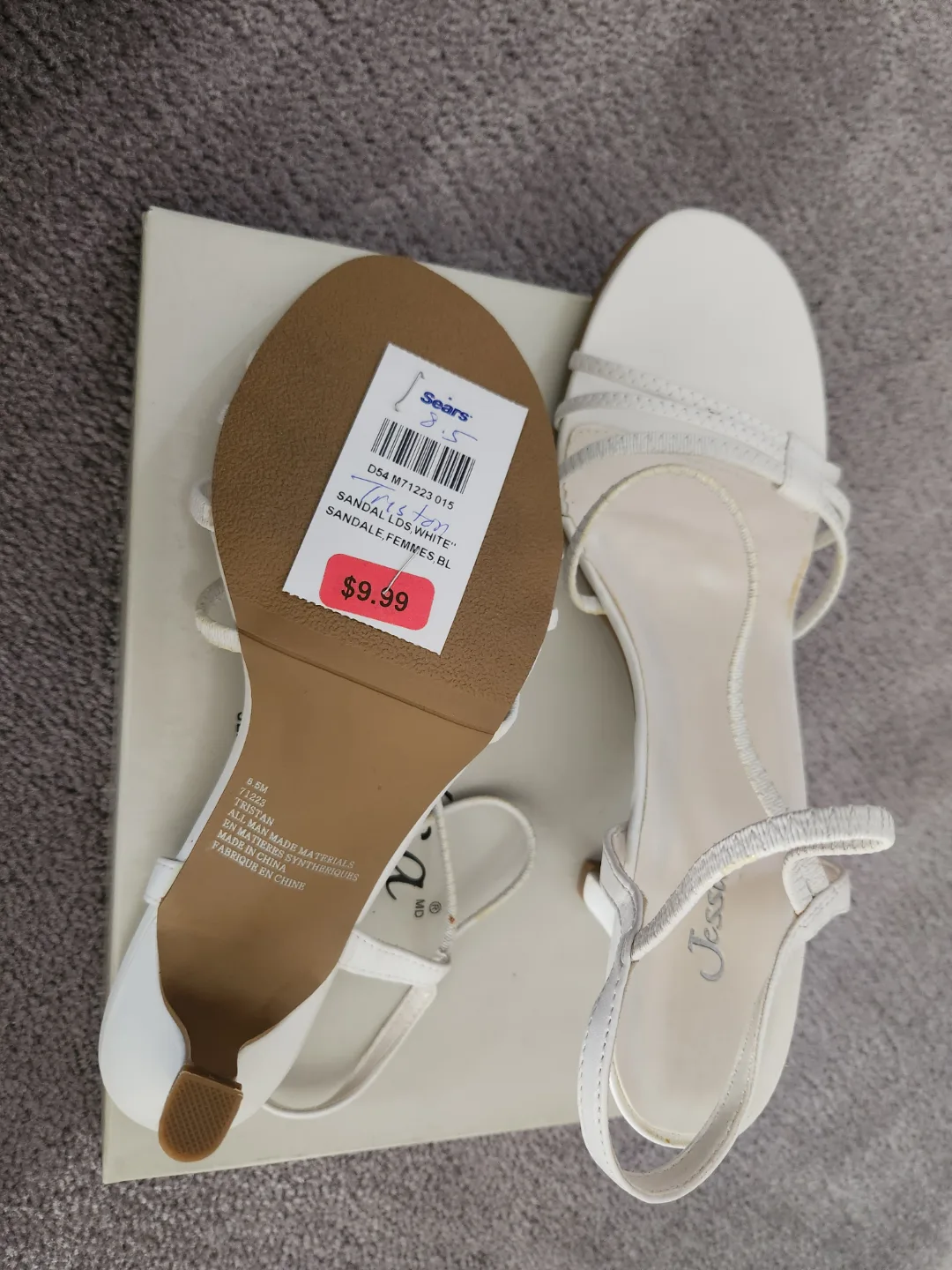 Jessica Women's White Sandals Size 8 image indicator(3)