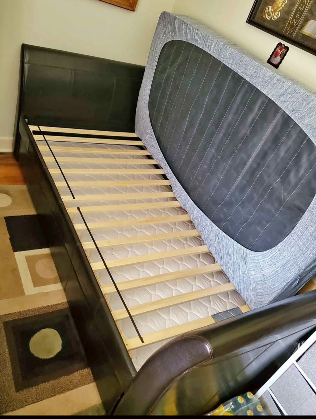 Dark Brown Faux Leather Daybed with Trundle