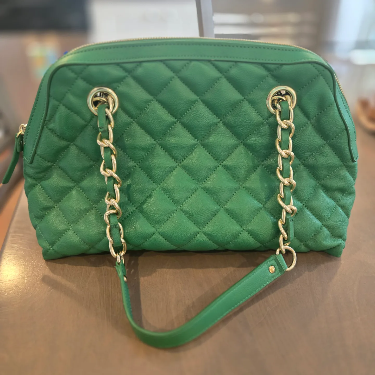 Vintage Banana Republic Quilted Green Shoulder Bag thumbnail