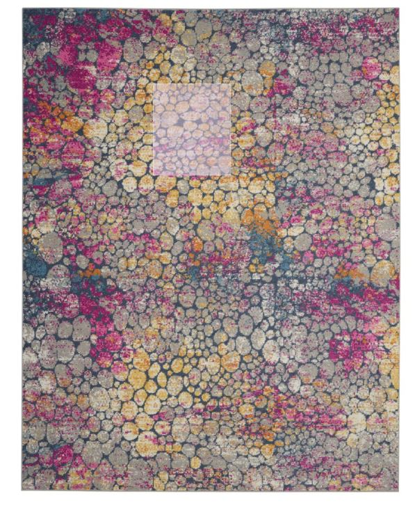Modern Abstract Area Rug, Pink, Grey, Yellow 8x10 - FREE