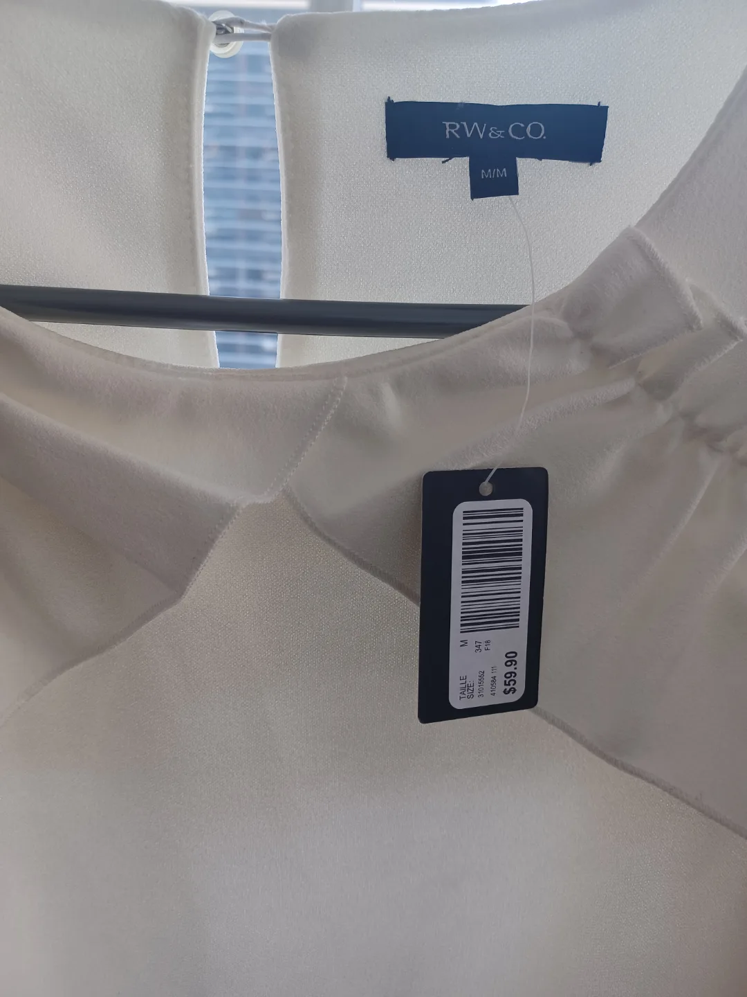 RW&CO Off-the-Shoulder Blouse, Size M, White image indicator(4)