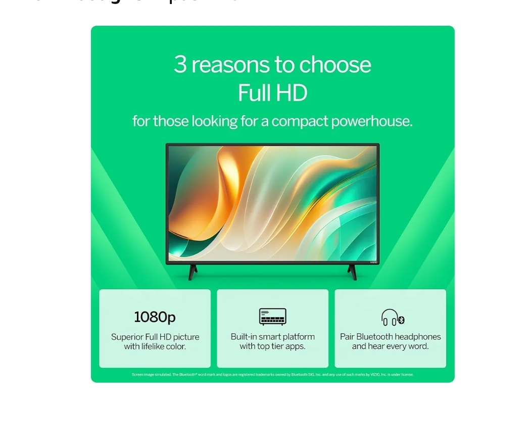 VIZIO 40-inch Full HD 1080p Smart TV with Bluetooth - photo 3