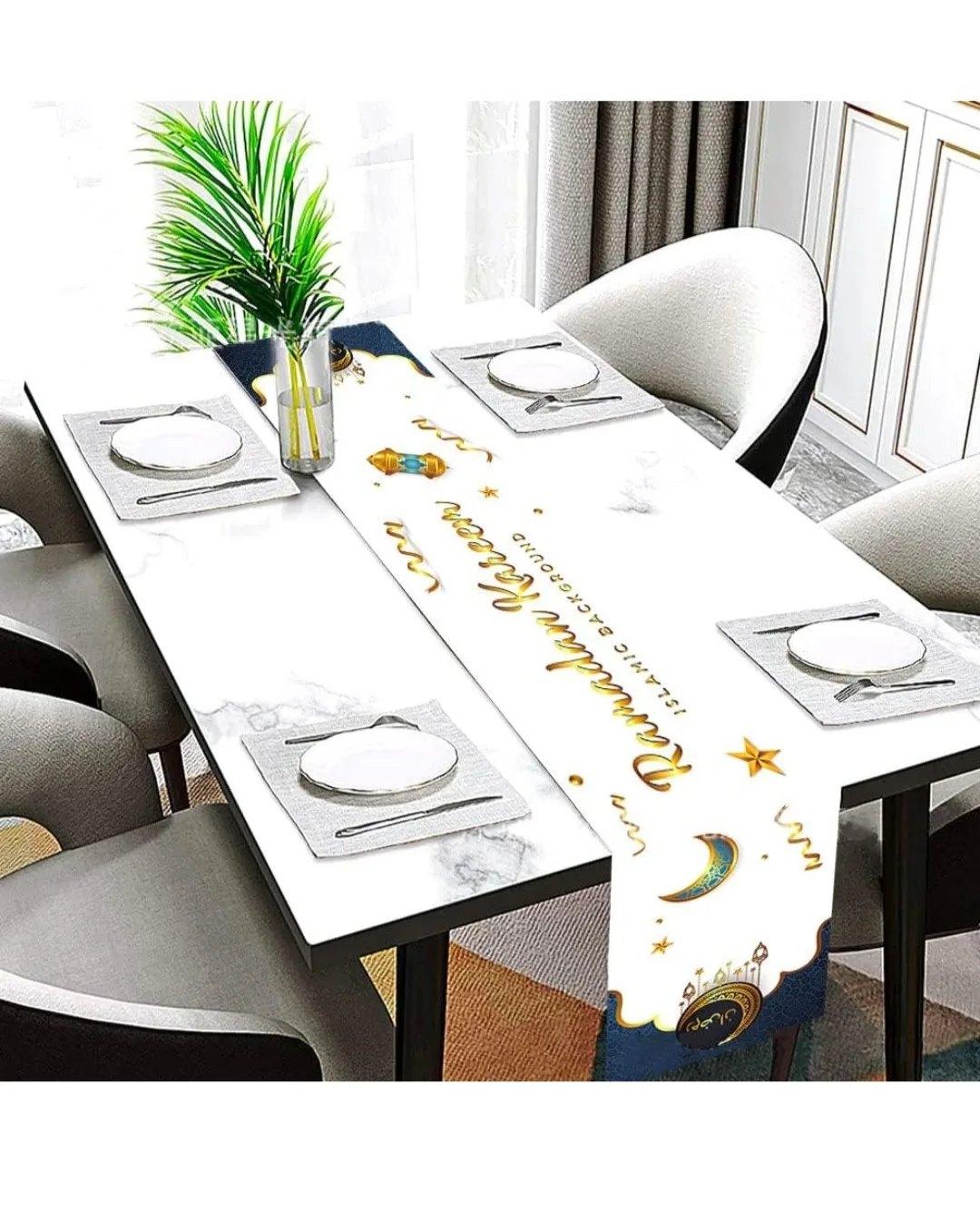 Ramadan Kareem Cushion Covers & Table Runner Set image indicator(8)