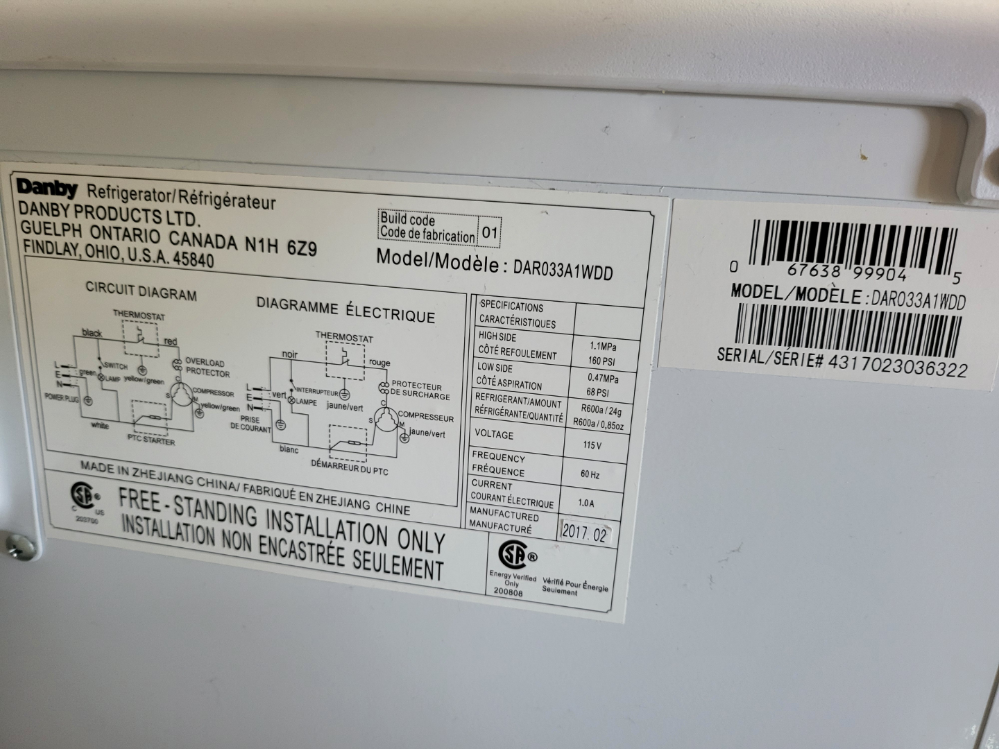 Danby DAR033A1WDD Compact Refrigerator - photo 2