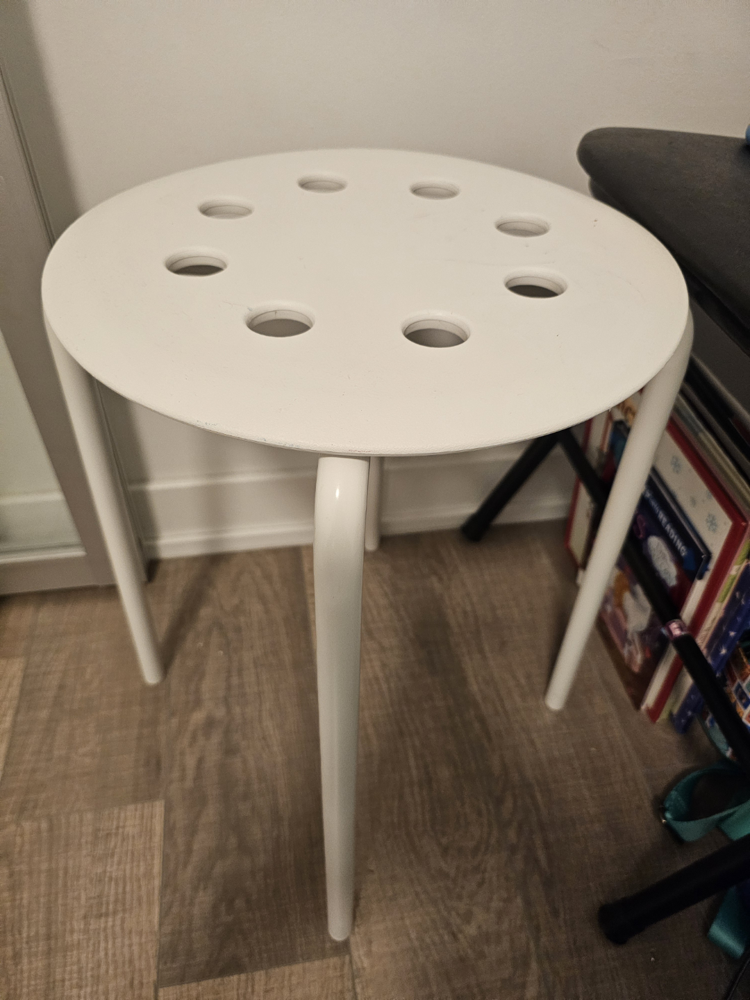 2 White Round Stools