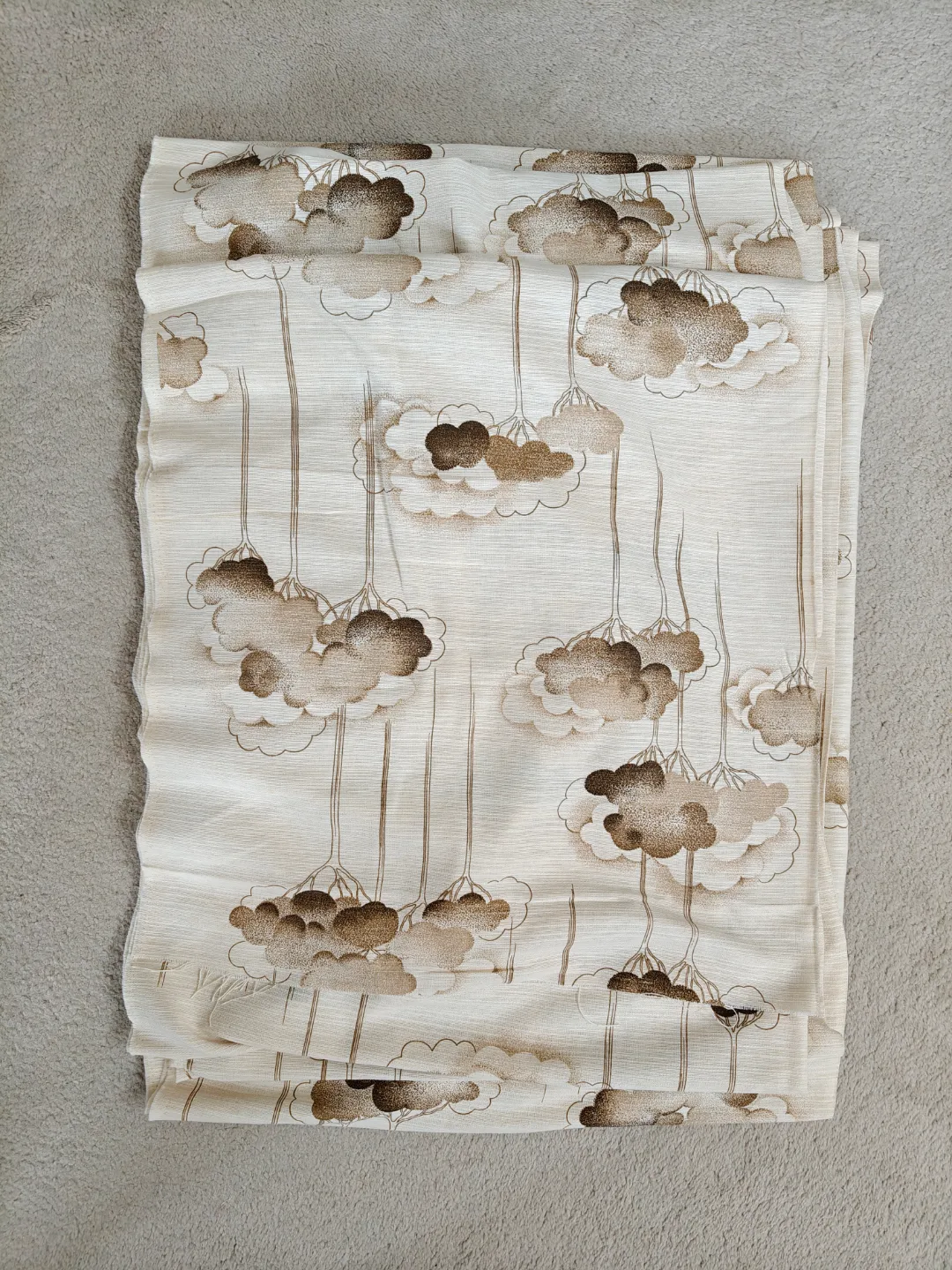 Vintage Beige and Brown Cloud Print Fabric thumbnail
