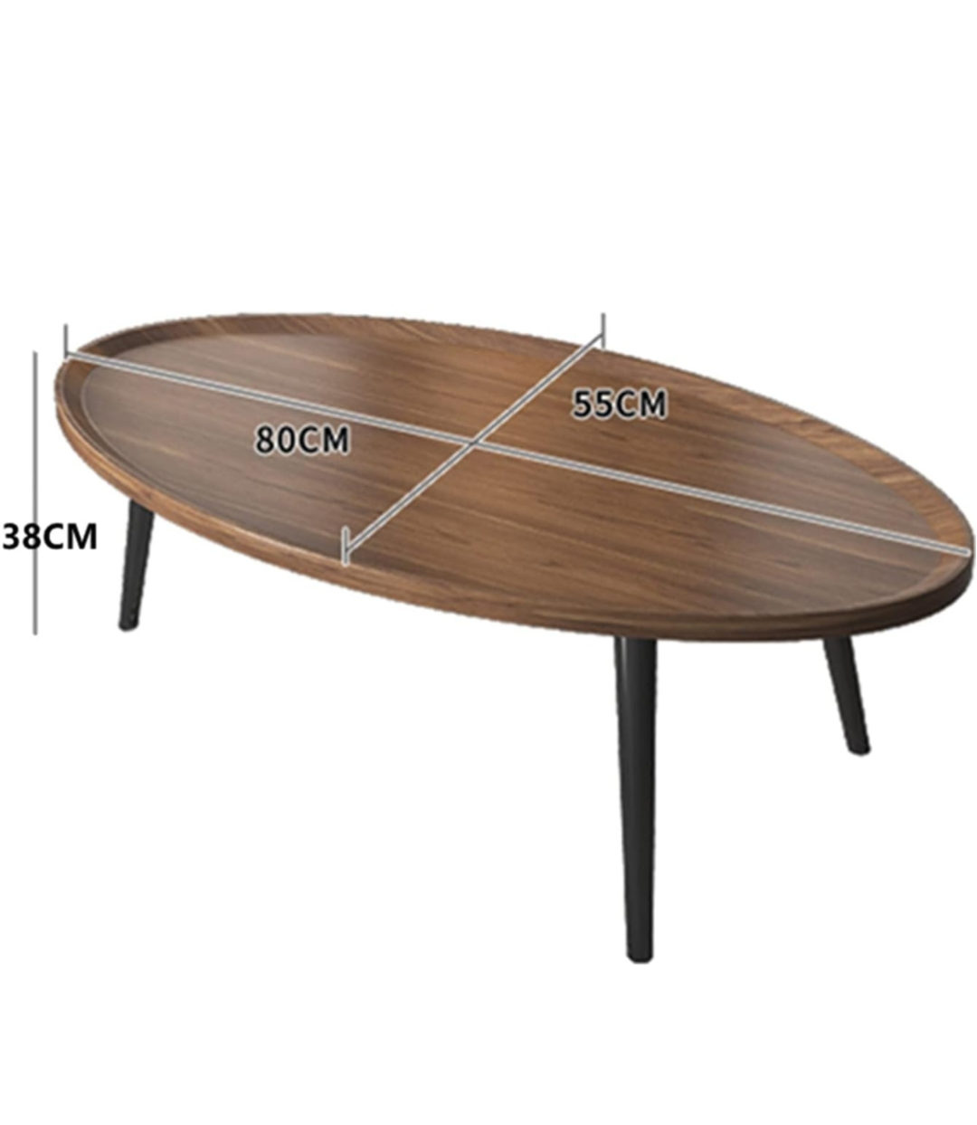 Oval Wood Coffee Table with Black Legs - photo 2