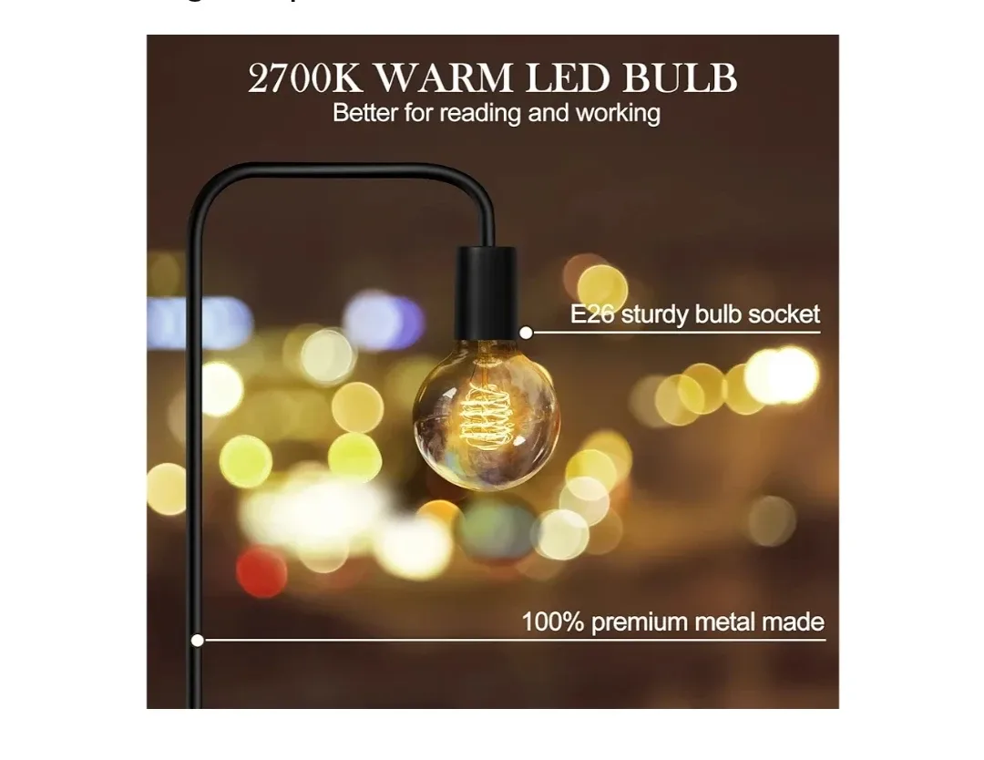 Black Arc Floor Lamp with LED Bulb image indicator(4)