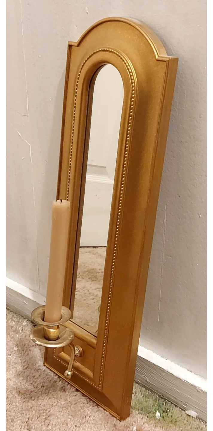 2 Gold Wall Mirrors with Candle Holder image indicator(2)