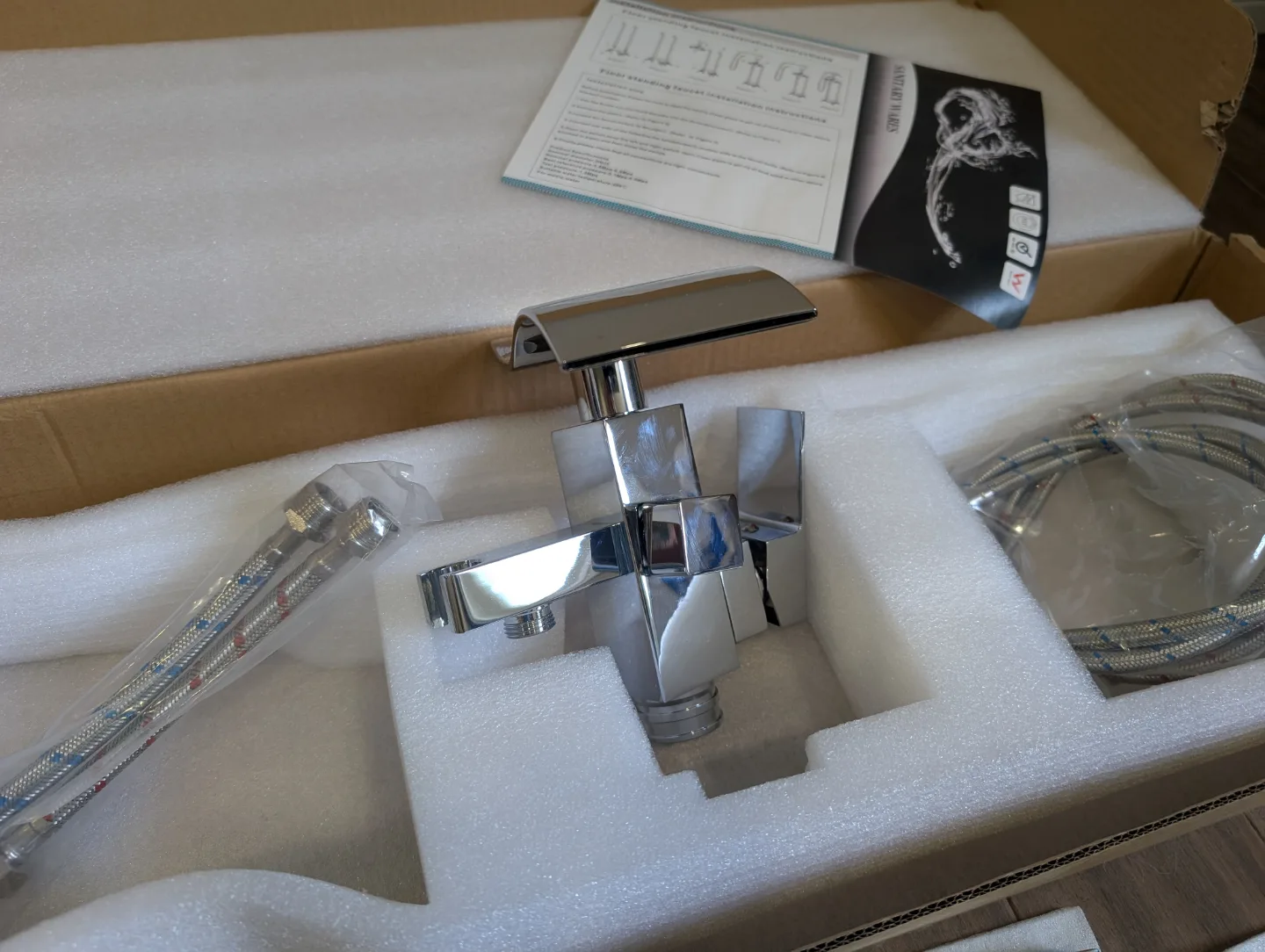 Brand New Waterfall Freestanding Tub Faucet with Hand Shower image indicator(5)