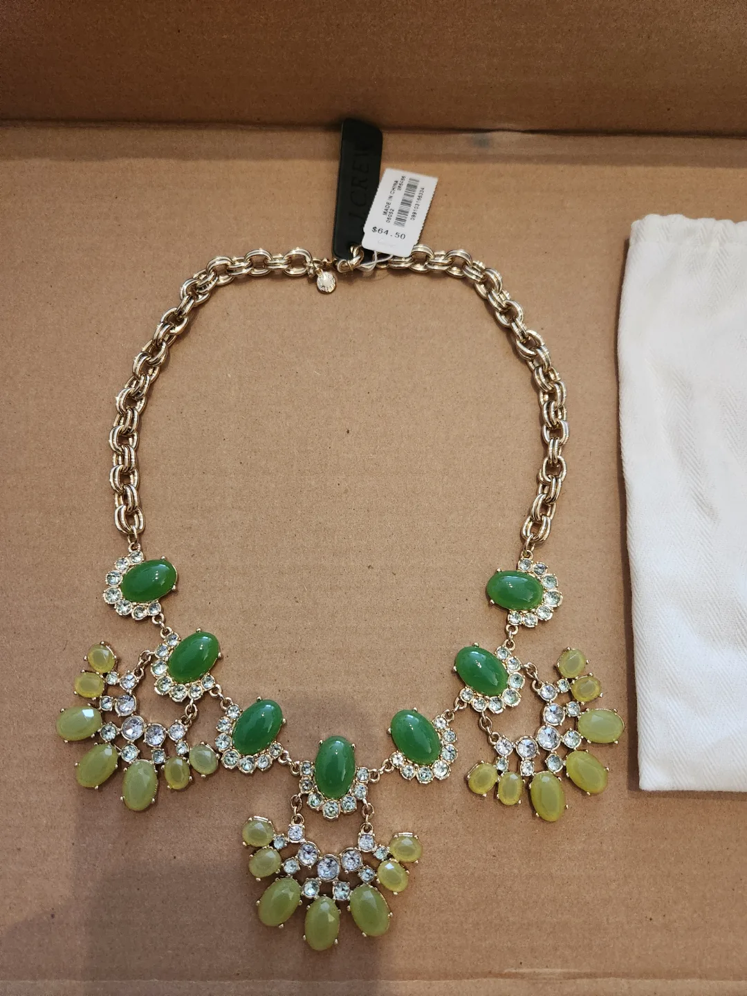 J.Crew Statement Necklace - Green & Gold image indicator(2)