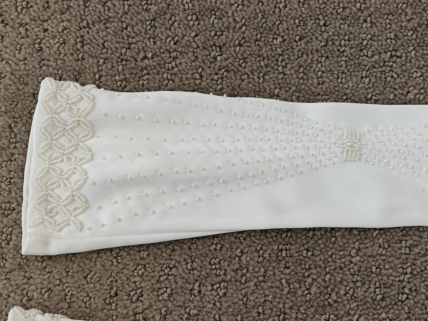 Vintage White Wedding Prom Dress Gloves w/ Beads - Size: Small - photo 2