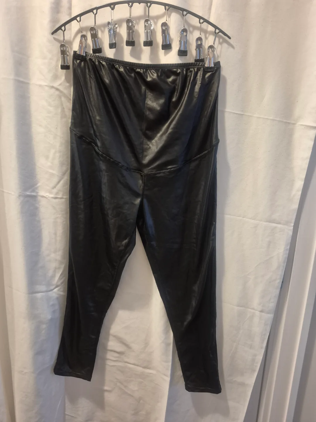 Black Maternity Leggings - Faux Leather thumbnail
