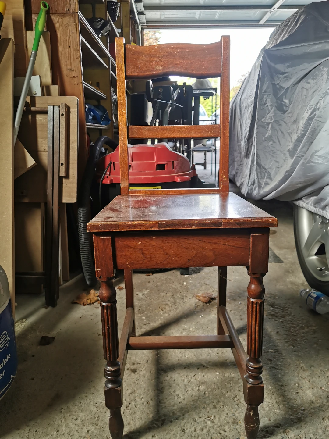 Vintage Wooden Chair with Hidden Compartment - photo 3
