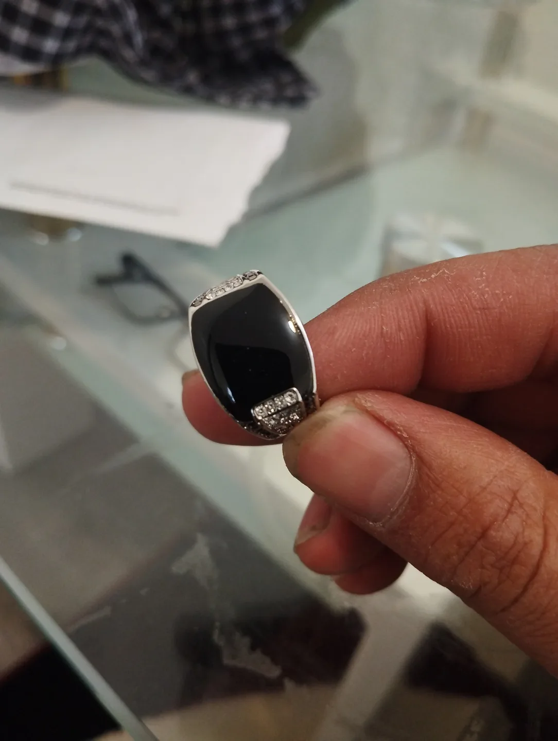 Men's Black Onyx Ring with Cubic Zirconia thumbnail