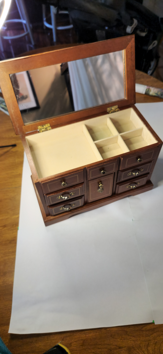 Vintage Wooden Jewellery Box with Mirror and Music Box - photo 5