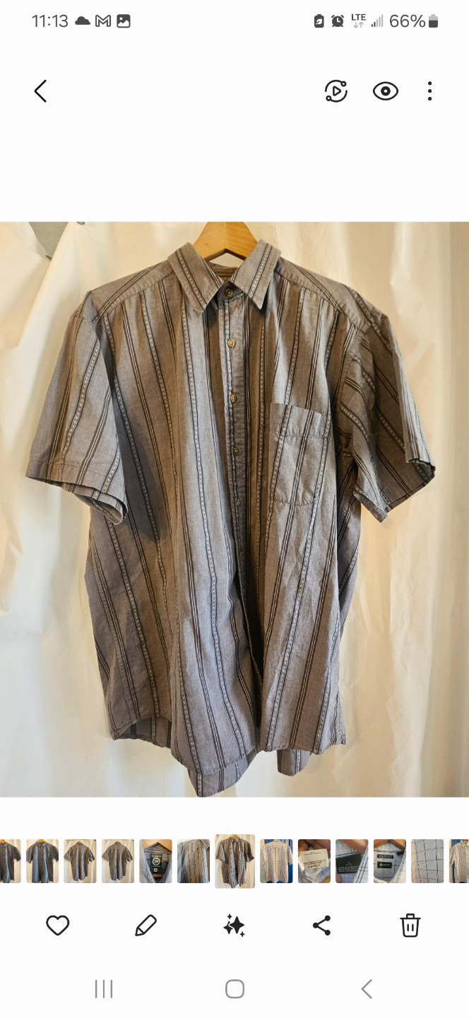 Vintage Rennie Country Short Sleeved Striped Shirt Men's Large