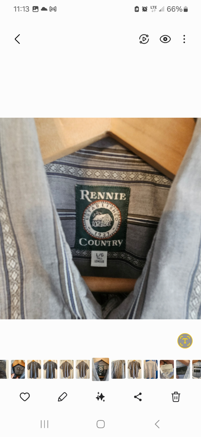 Vintage Rennie Country Short Sleeved Striped Shirt Men's Large - photo 3