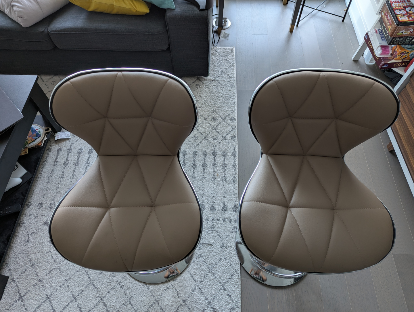 Pair of Beige Adjustable Bar Stools - photo 2