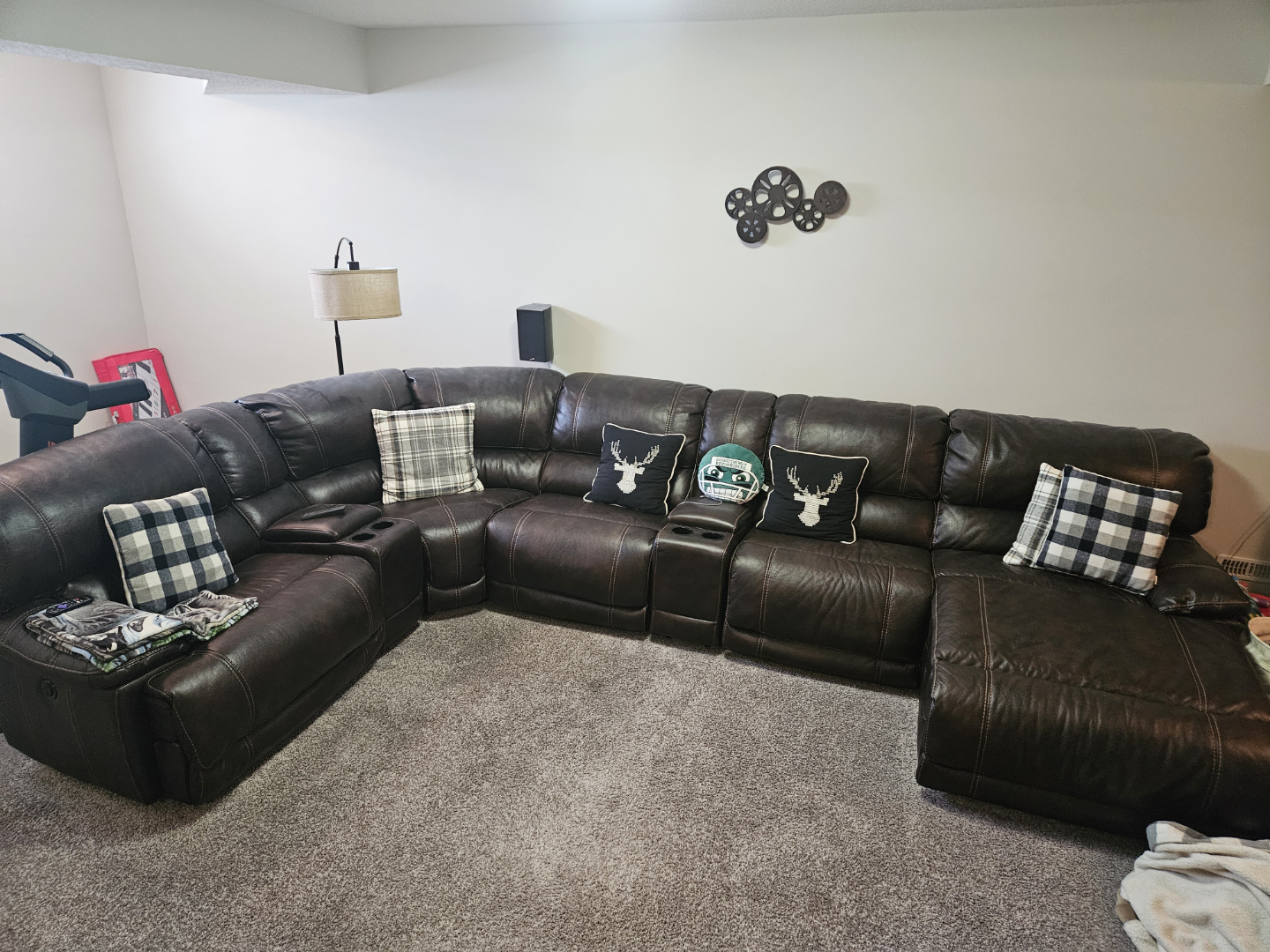 Brown Leather Reclining Sectional Sofa