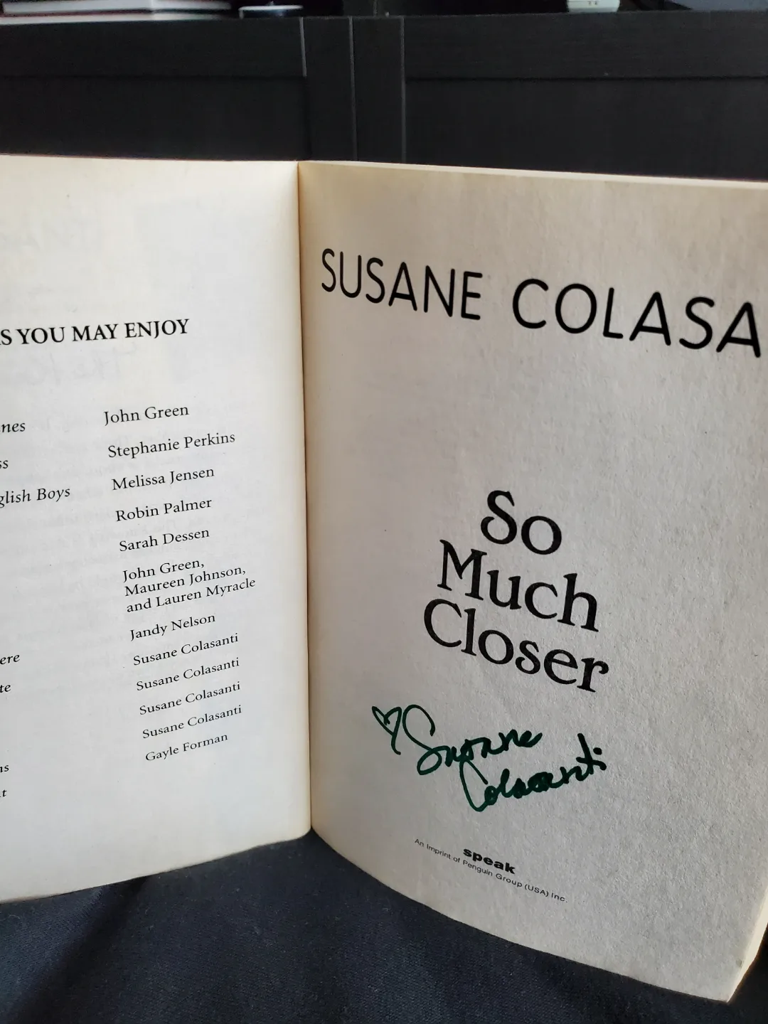 Signed Book: So Much Closer by Susane Colasanti image indicator(5)