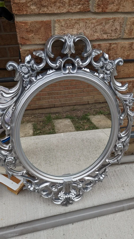 Silver Ornate Oval Mirror