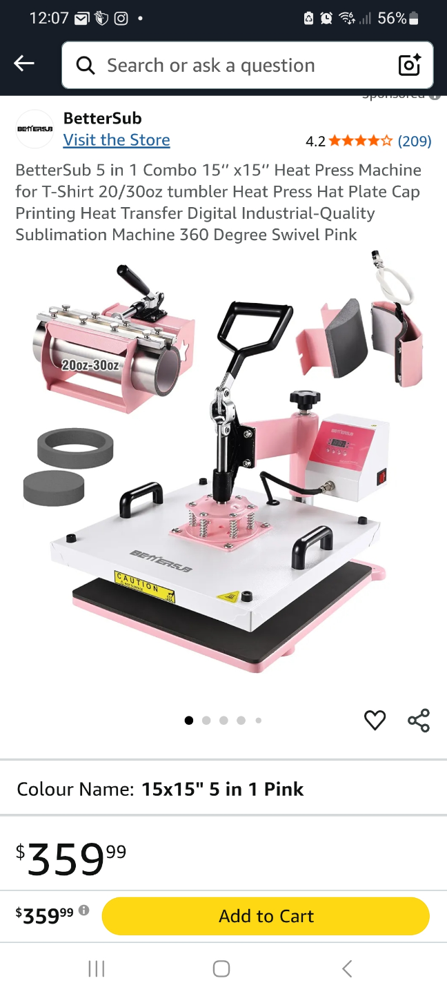 BetterSub 5 in 1 Combo 12"x15" Heat Press Machine