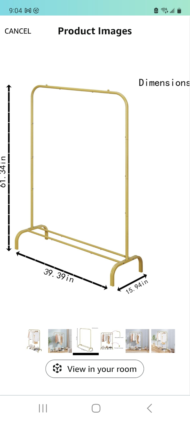 Gold Metal Clothing Rack with Shelf - photo 2