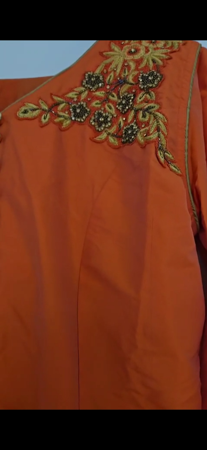 Gorgeous Orange Embroidered Kurti with Pants - photo 4