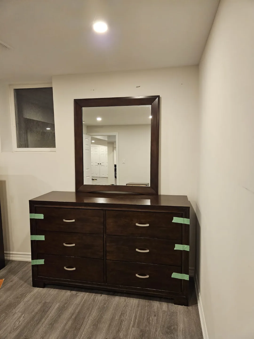 Dark Brown Dresser with Mirror thumbnail