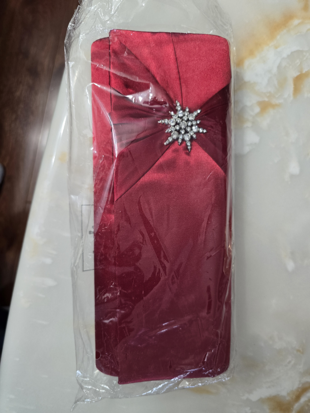 Shiseido Red Satin Evening Clutch