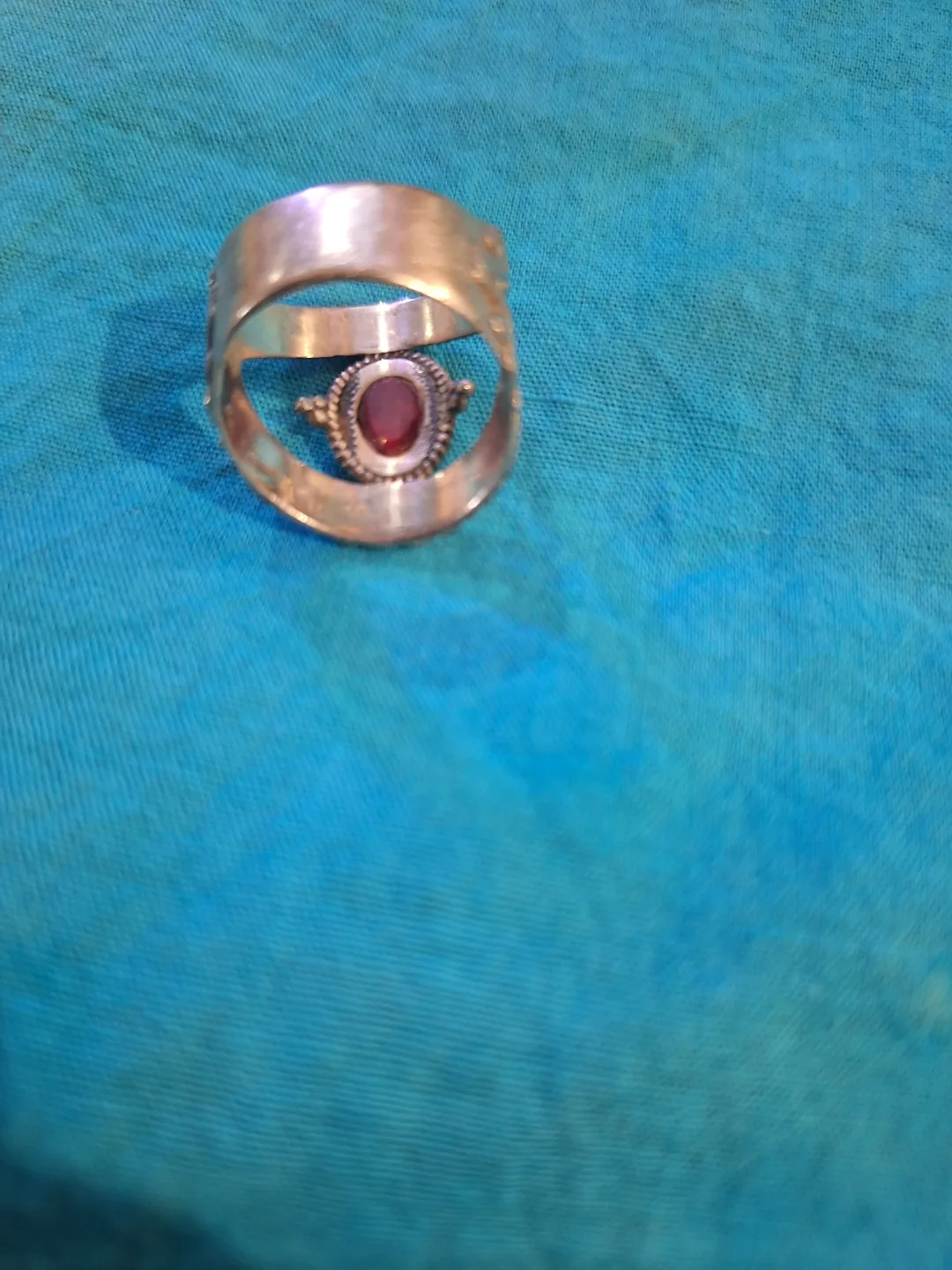 Unique Sterling Silver Ring with Red Gemstone image indicator(3)