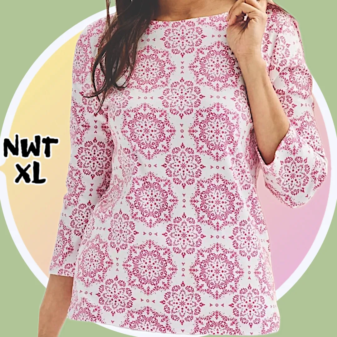 NWT XL Boat Neck 3/4-length Elbow Sleeves Top image indicator(2)