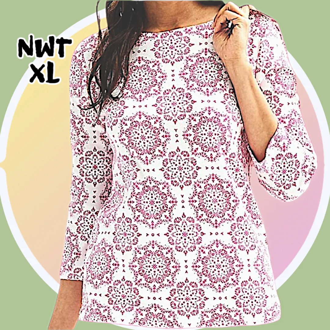 NWT XL Boat Neck 3/4-length Elbow Sleeves Top image indicator(4)