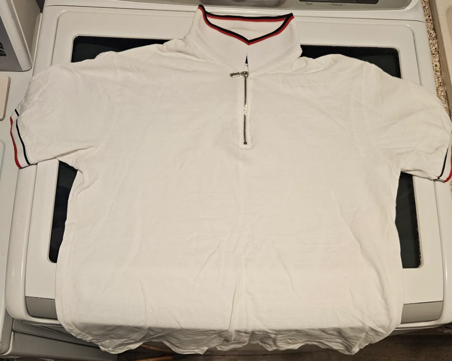 men  White Collared Zip-Up Shirt thumbnail