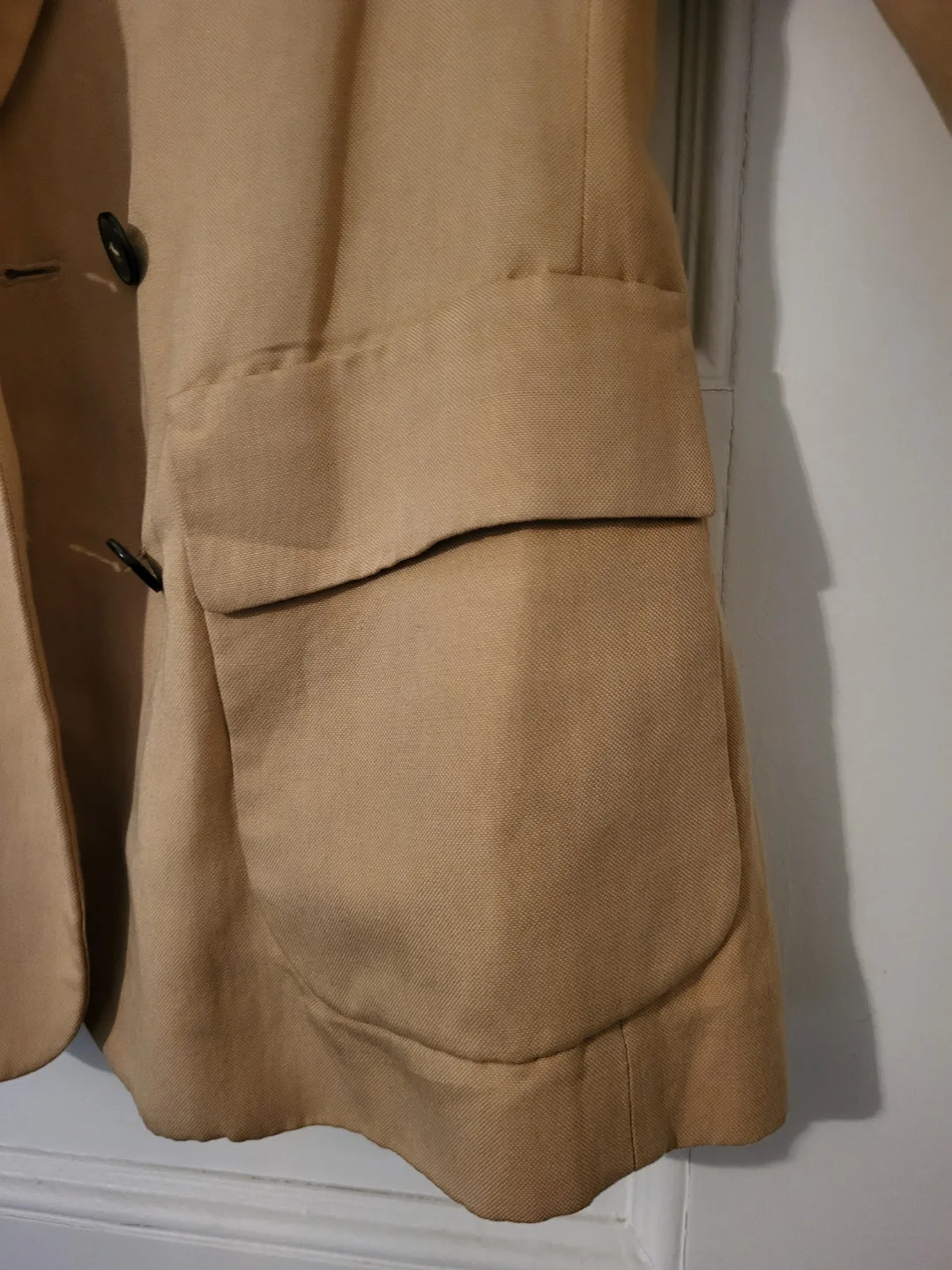 ❣️ Zara Blazer Cotton Blend Khaki Tan Double-Breasted - Size XS image indicator(3)