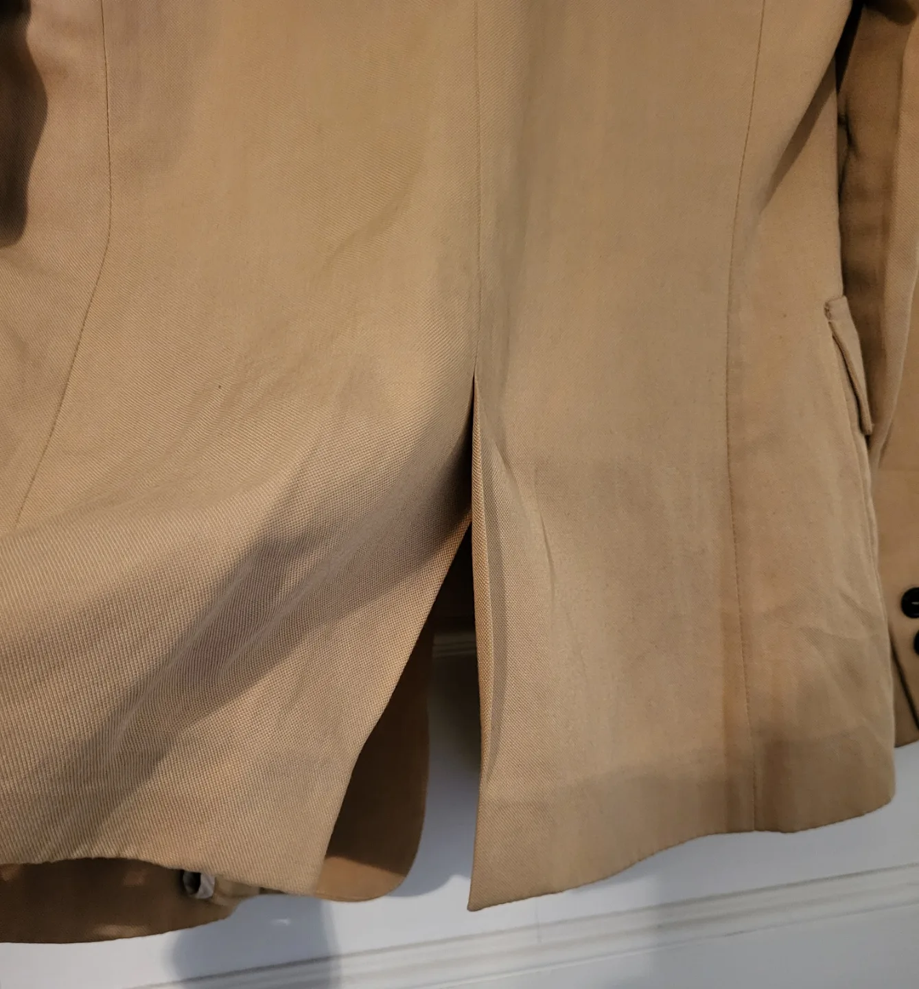 ❣️ Zara Blazer Cotton Blend Khaki Tan Double-Breasted - Size XS image indicator(7)