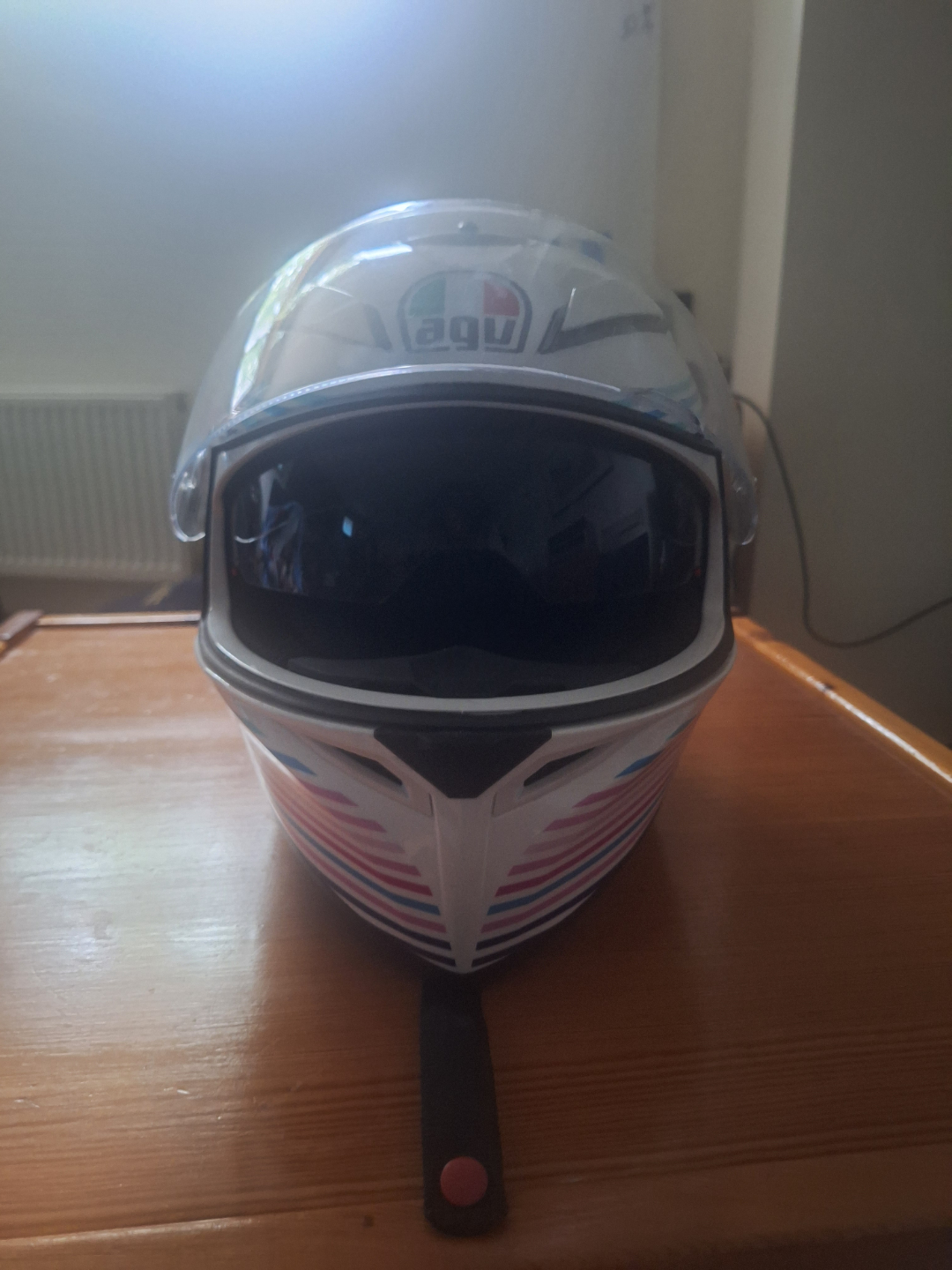 AGV K-3 SV Helmet - White/Pink/Blue Stripes - photo 2