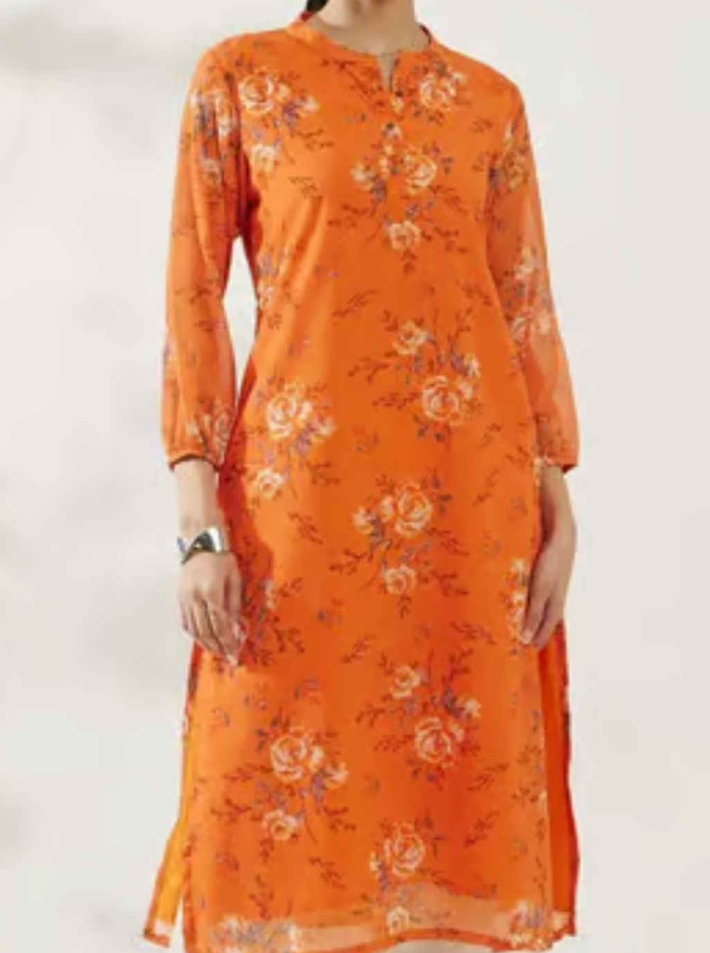 Orange Floral Kurti