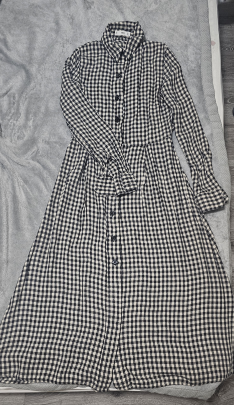 MNG Casual Black and White Gingham Maxi Dress