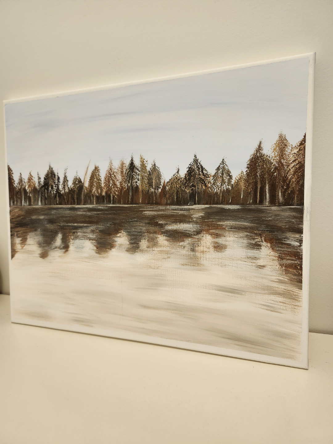 Original Acrylic Painting - Forest and Water Reflection - photo 2