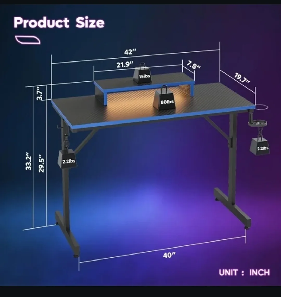 Gaming Desk with Monitor Stand image indicator(4)
