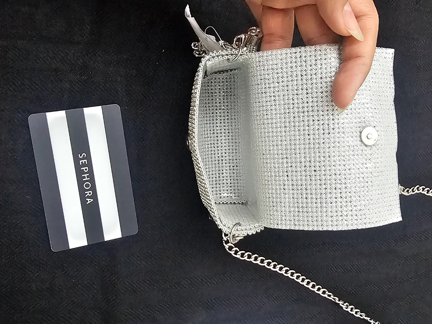 BNWT Aldo Silver Rhinestone Crossbody Bag image indicator(5)