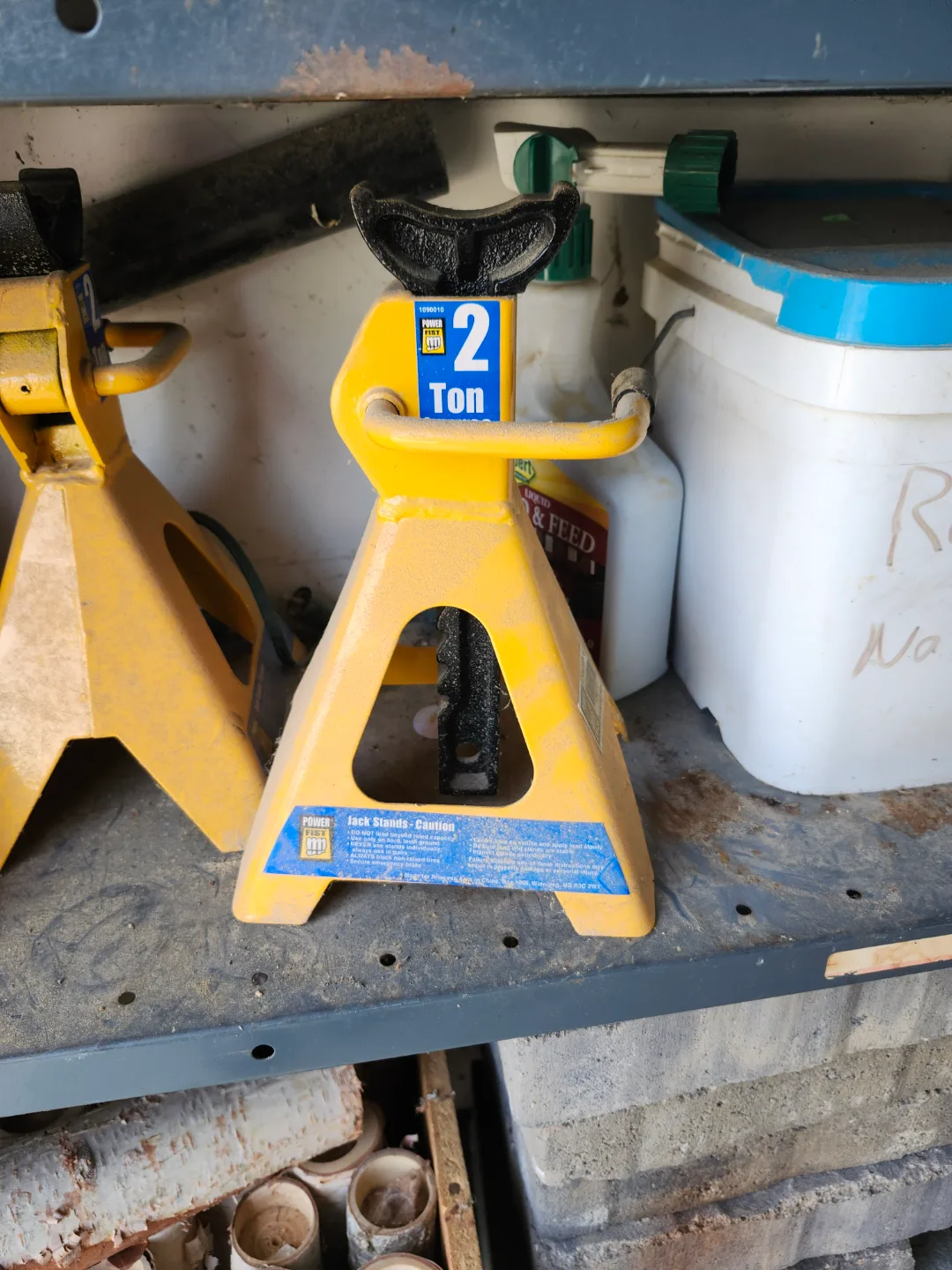 Four Yellow Powerbuilt 3-Ton Jack Stands image indicator(2)