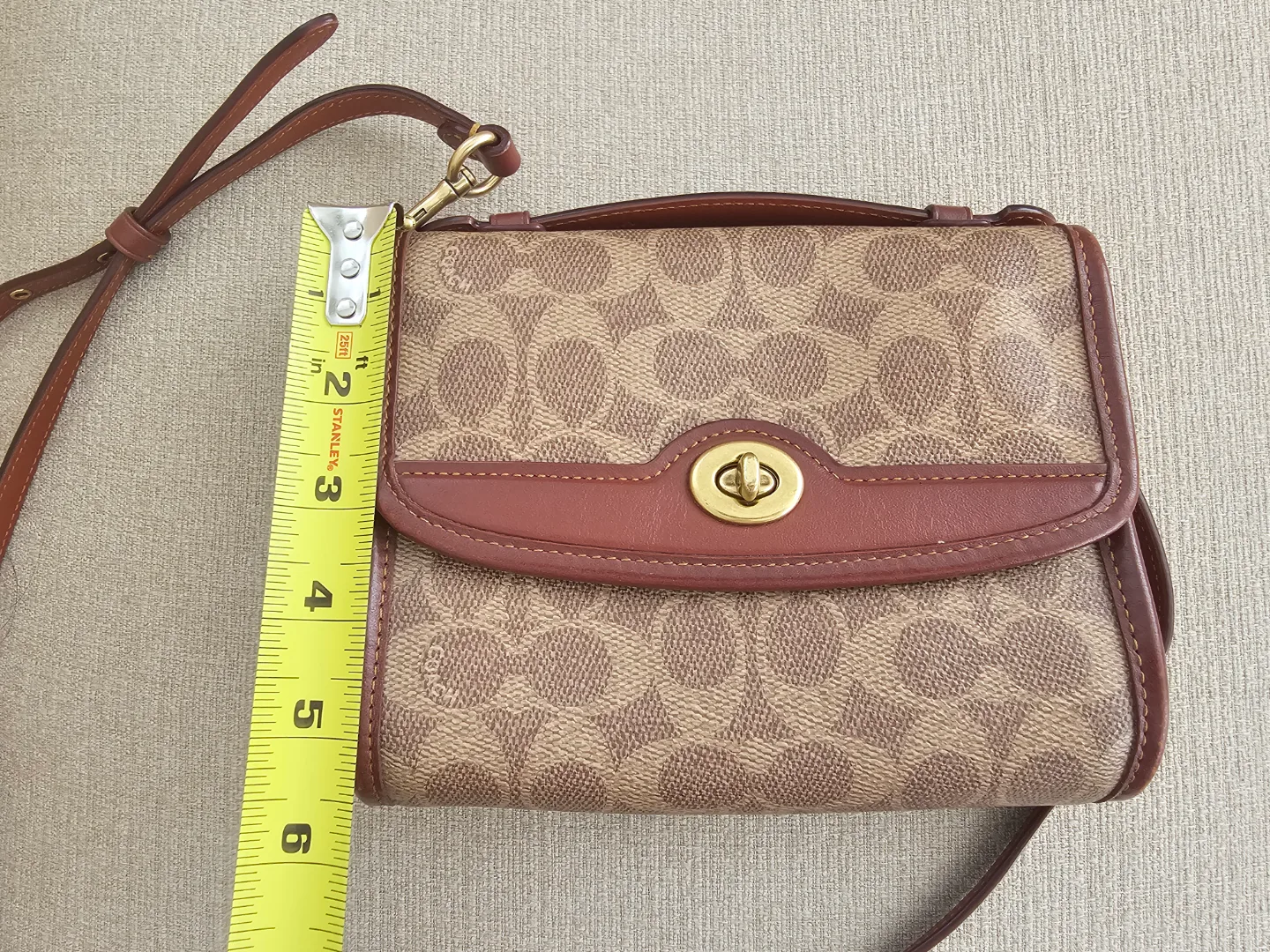 Coach Brown Signature Canvas and Leather Crossbody Bag image indicator(9)
