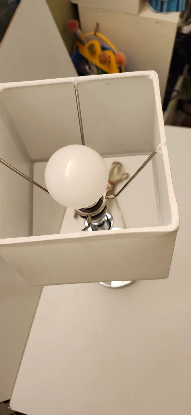 Chrome Table Lamp with White Shade. price firm final image indicator(2)