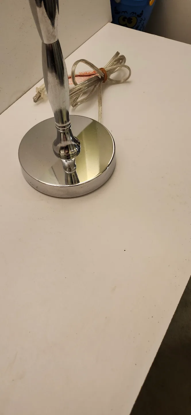 Chrome Table Lamp with White Shade. price firm final image indicator(3)