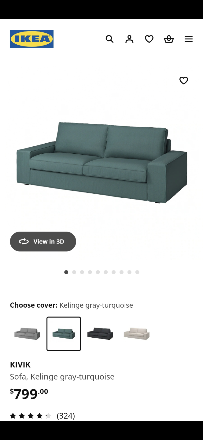 3 Seater Sofa - Blue - photo 4