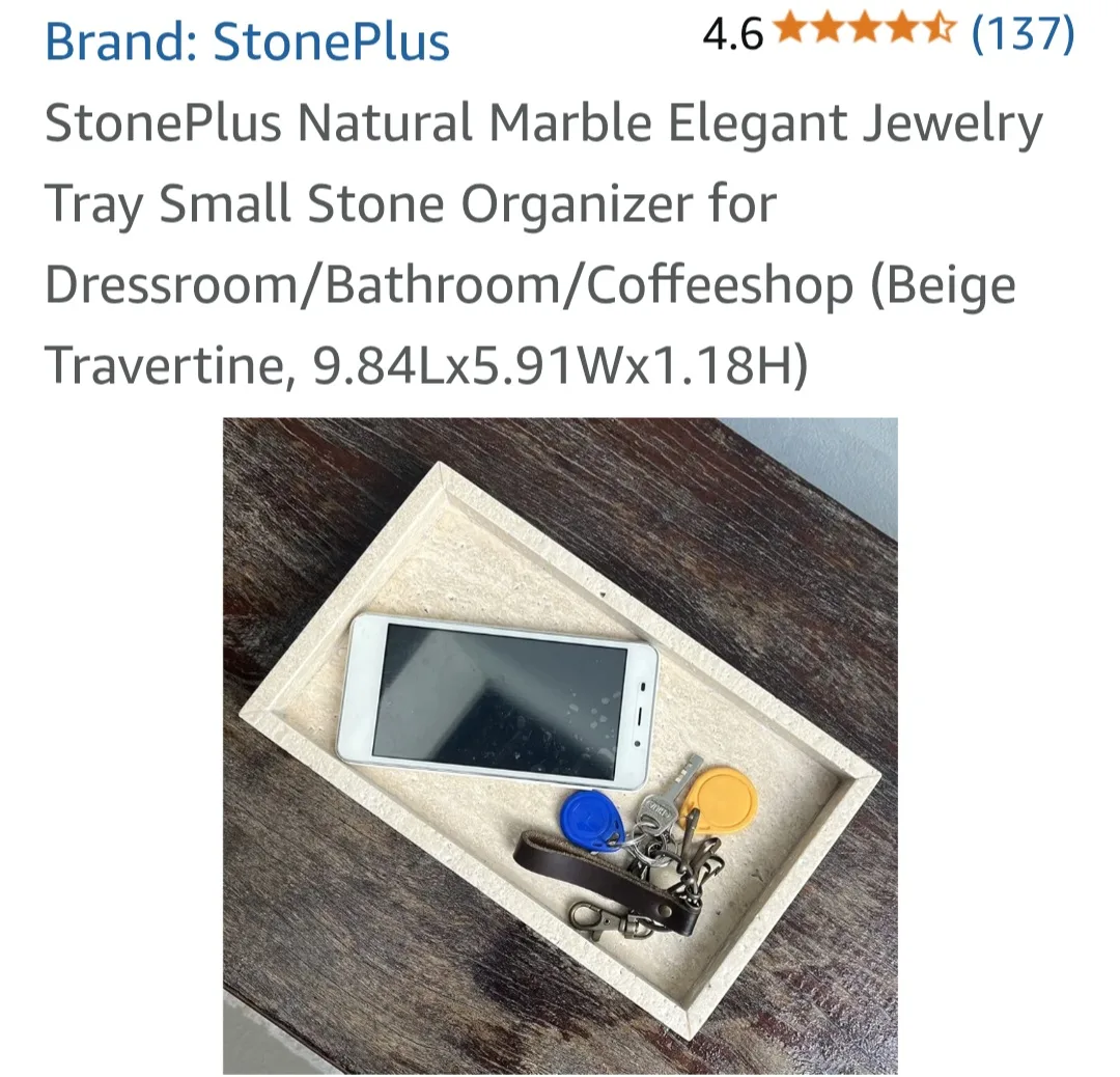 TRAVERTINE (STONE/MARBLE) Hand Made TRAY, MULTI-FUNCTIONAL image indicator(3)