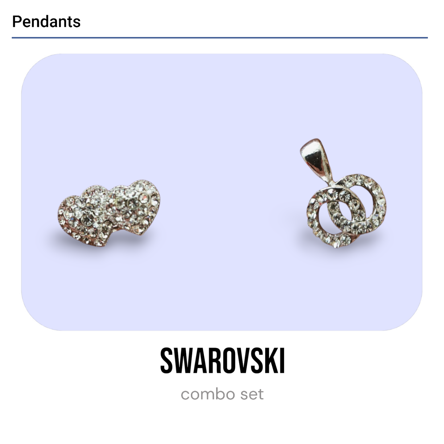 Combo Swarovski Crystal Heart & Knot Pendant Set